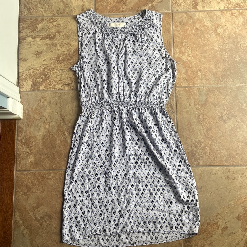 LOFT Blue and White Sleeveless Mini Dress